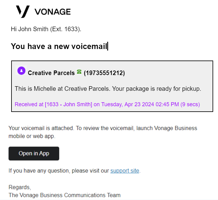 Vonage Business Cloud | Answer | Vonage Visual Voicemail