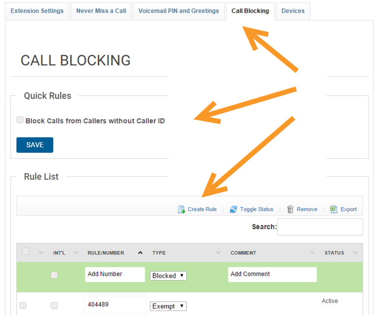 Vonage Business Cloud Answer Call Blocking